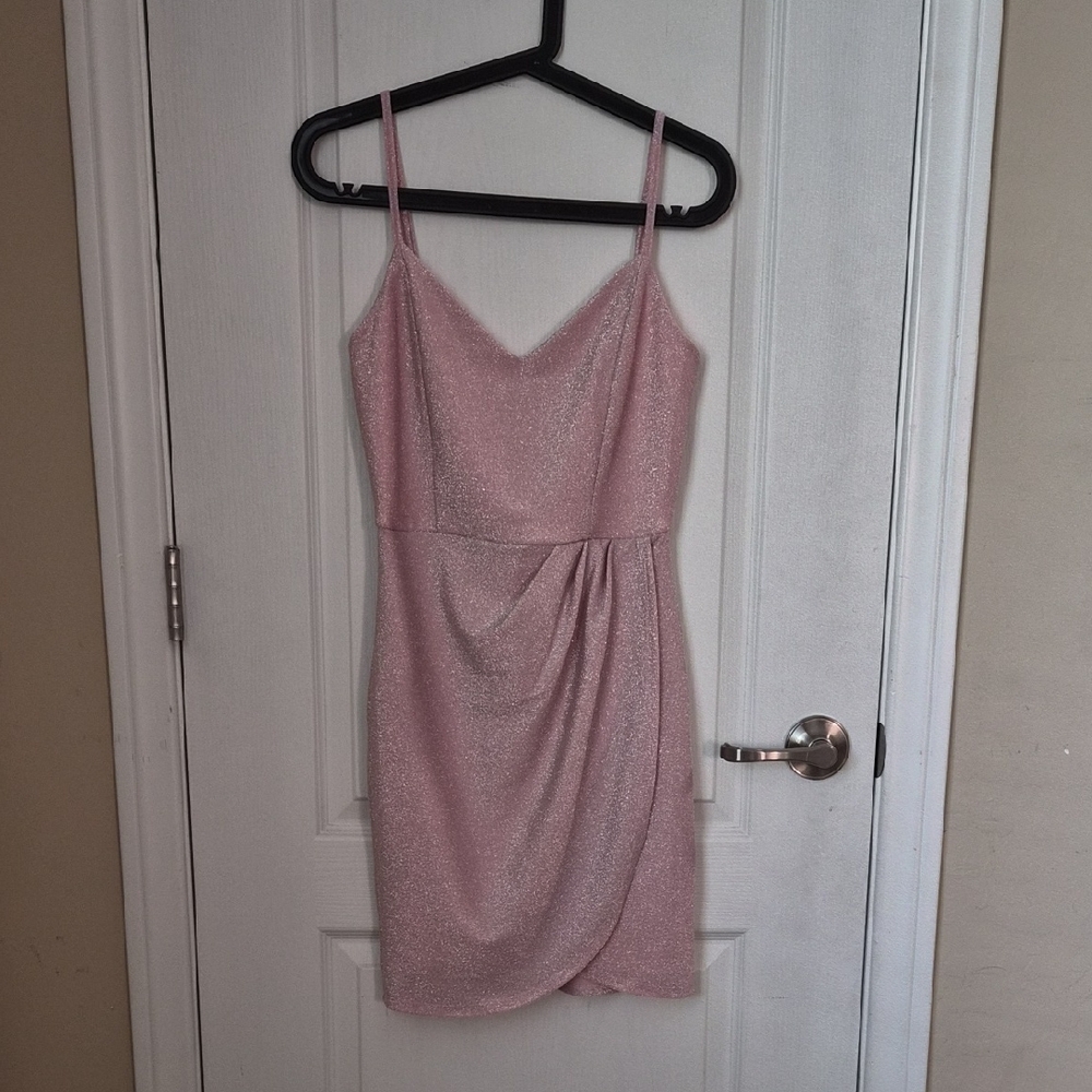 Elegant Pink Glitter Mini Dress